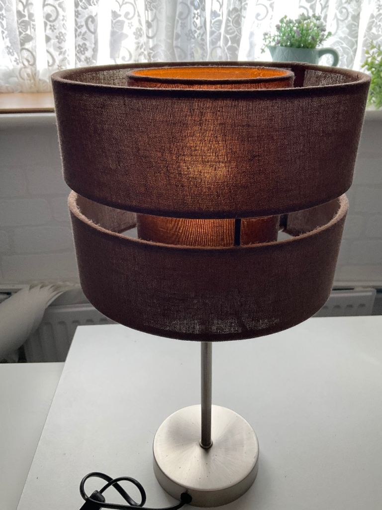 Brown canvas bedside lamp 