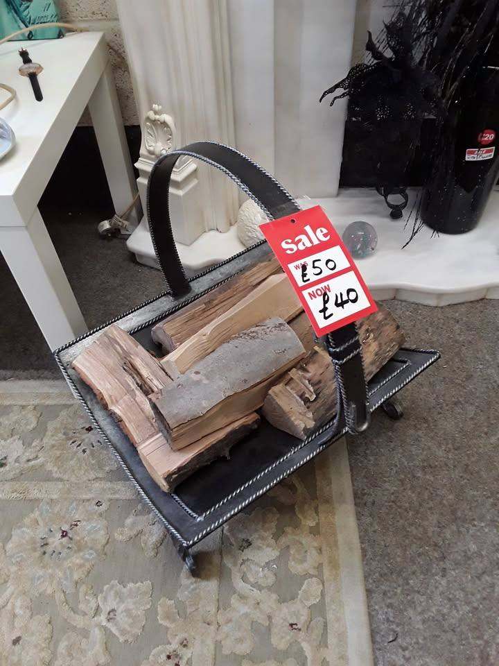 Modern grey metal fireside log basket Low Cost Moves 2nd Hand Furniture STALYBRIDGE SK15 3DN