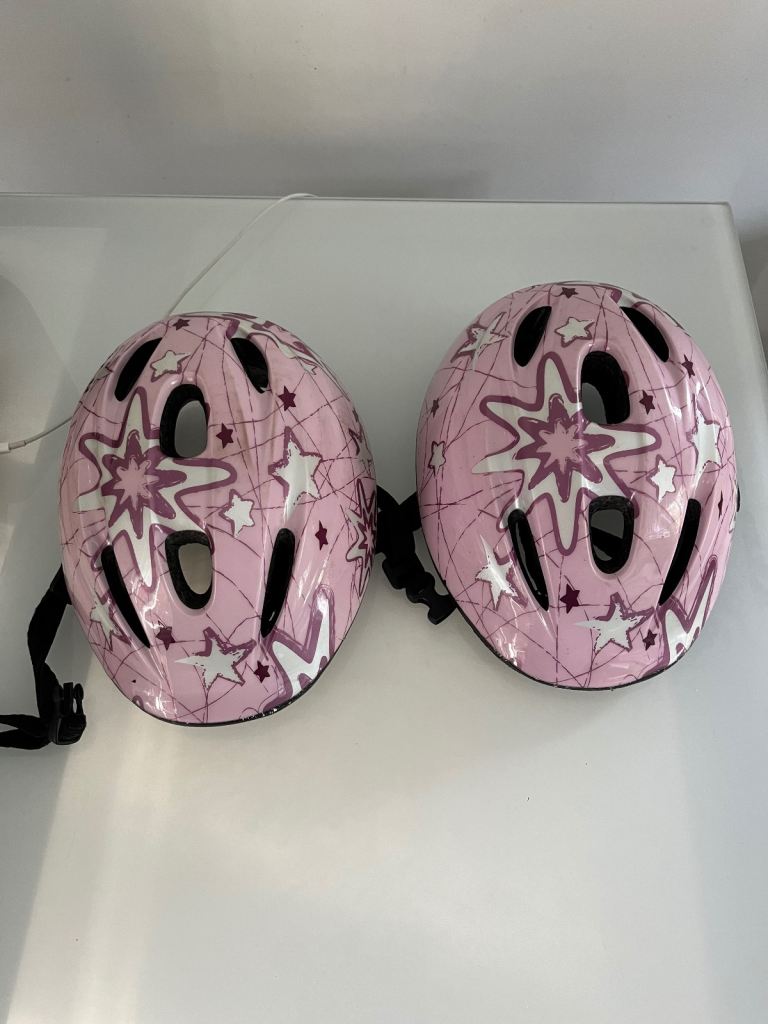 2 pink cycle helmets age 3-6 