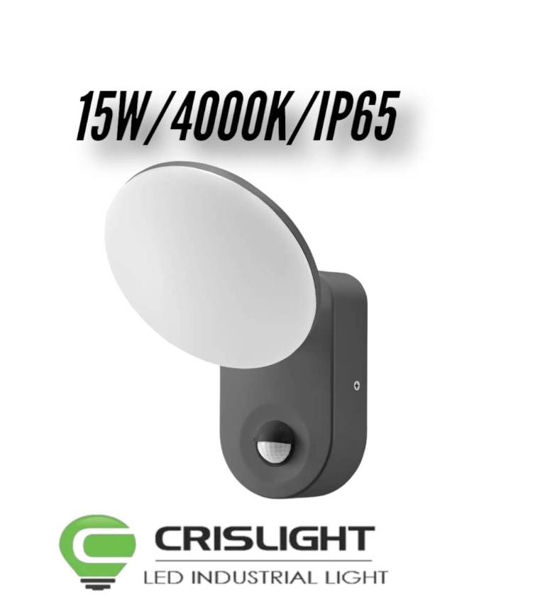 15W, garden luminaire with motion sensor, 1100lm, IP65, 4000K, Grey