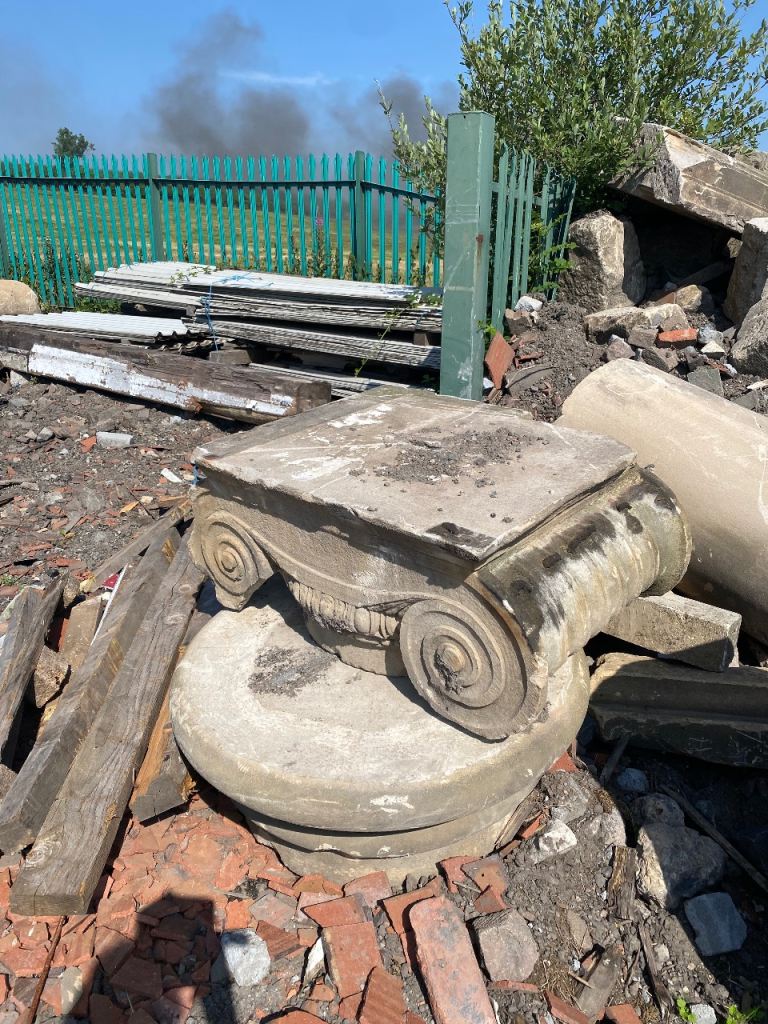 Large faux Stone Column Capital/Base – Architectural Salvage