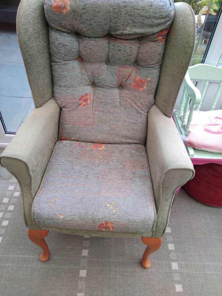   Two winged back green chairs ,at £50.00 each.