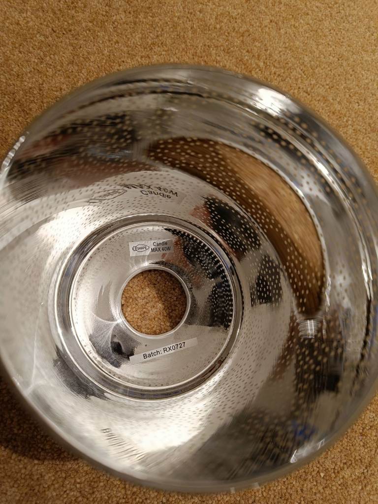 White and silver glass lampshade