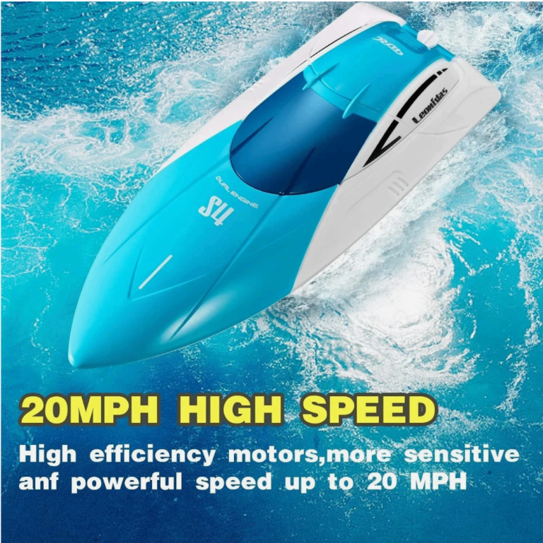Leonidas Racing Boat Dual Engine High Speed 2.4GHz Remote Control Toy x2 Battery