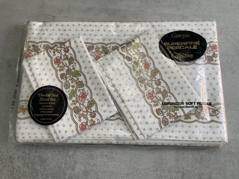 Vintage retro superfine percale collection double bed set bedding sheets & pillowcases