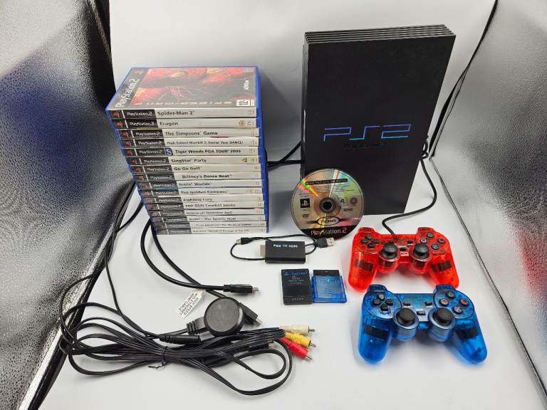 PS2 Console Bundle With 17 Games And 2 Controllers With Power And HDMI/AV Cable