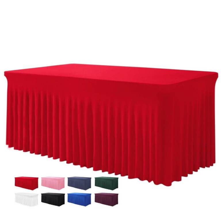 BRAND NEW- New Red Elastic Pleated Table Skirt for 8ft Folding Table