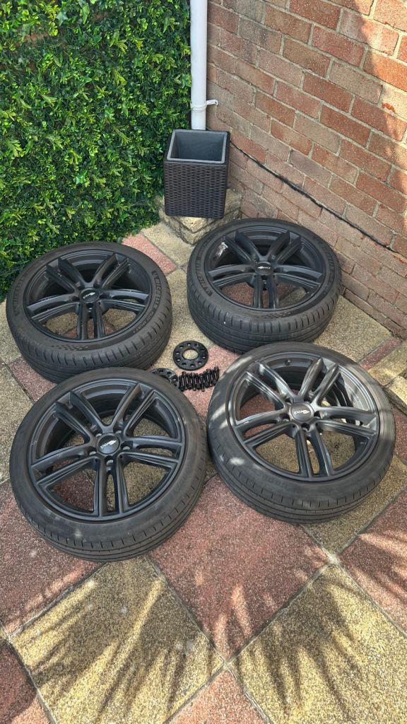 image for 18” 5x112 Satin Black Brock Alloy Wheels with Michelin Pilot 5 and Goodyear 