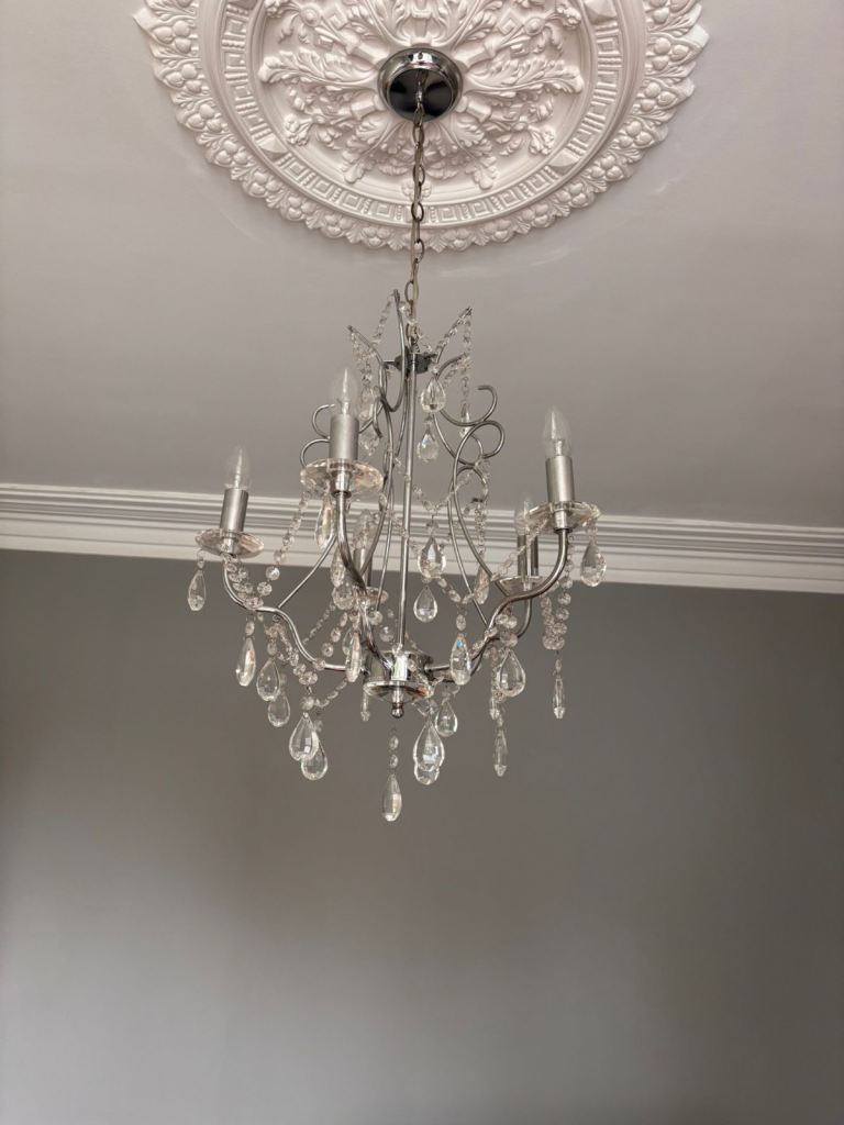 BHS Verity Modern 5-light chandelier with chrome polish