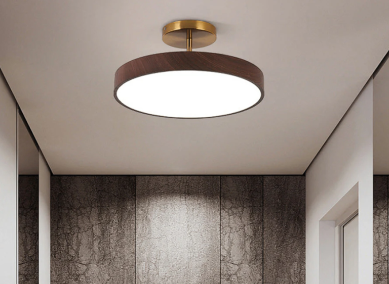 Ceiling Light with Wood and LED Semi Flush    D40*H17cm