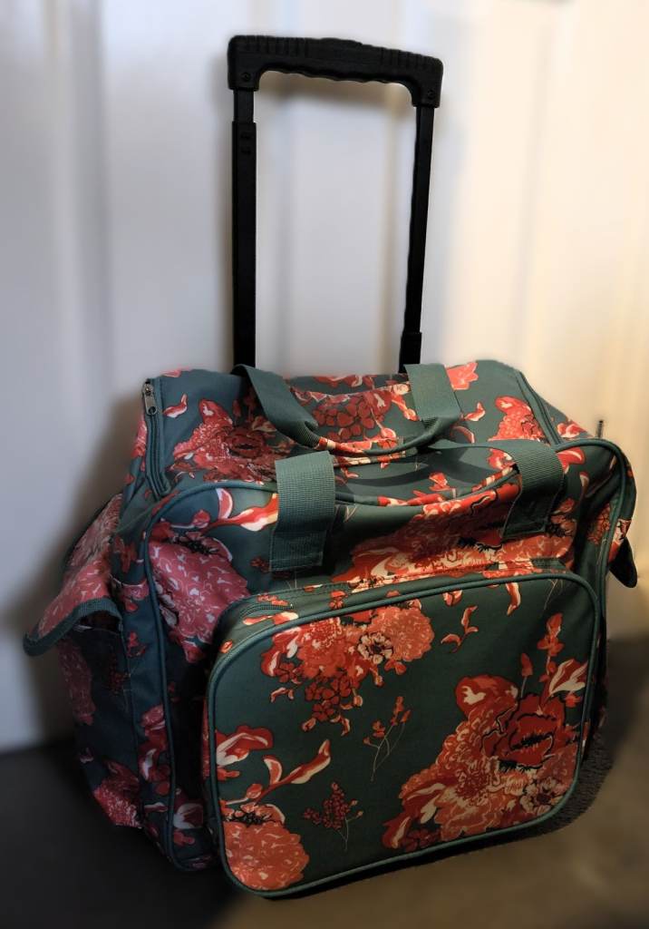 FLORAL SEWING MACHINE TROLLEY BAG, used – like new 