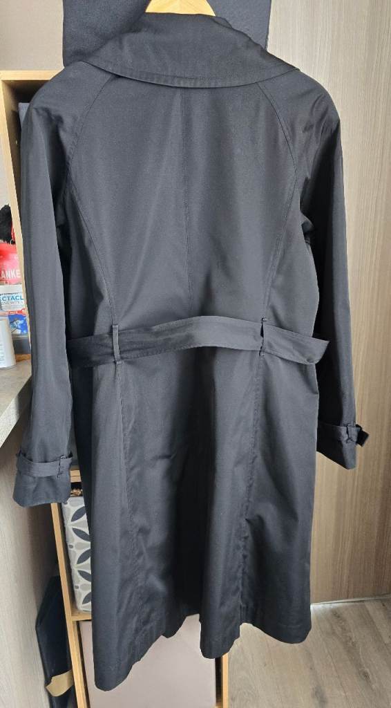 Jones New York Black Trench Coat, Size L – Good Condition