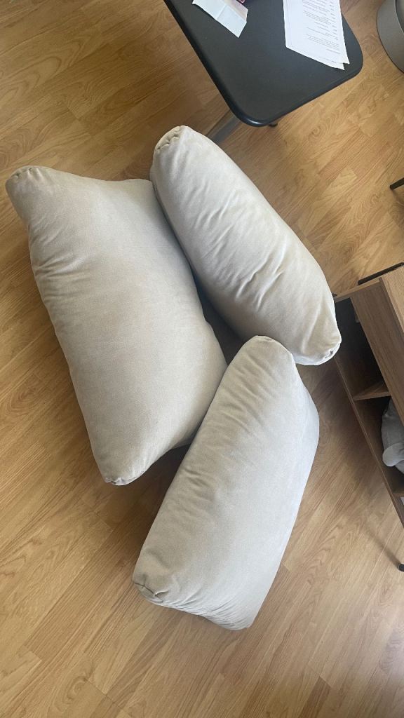 Set of 3 Cream Cushions for Sofa/chair/bedroom – Good Condition