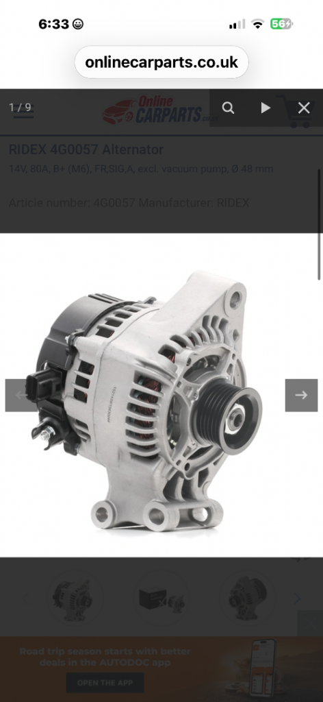 Ridex 1.6 fiesta Alternator 