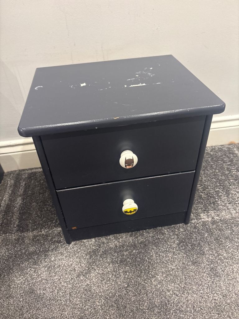 Grey Bedside Table with 2 Drawers – Fair Condition