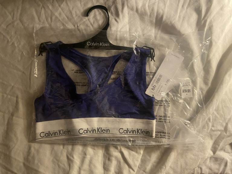 Womens Calvin Klein XS Spectrum Blue Cotton Bralette