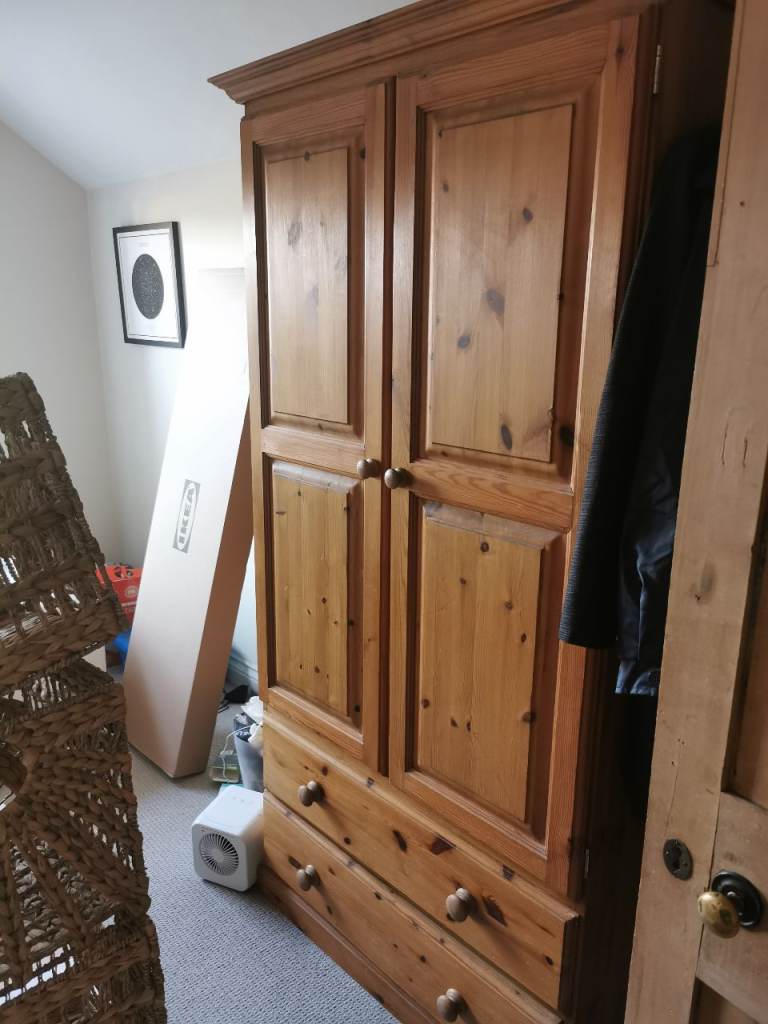Solid Pine Wardrobe with Drawers – Good Condition
