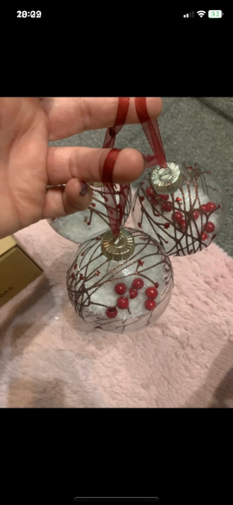 SET OF 3 LARGE RED/GOLD CHRISTMAS TREE BAUBLES 