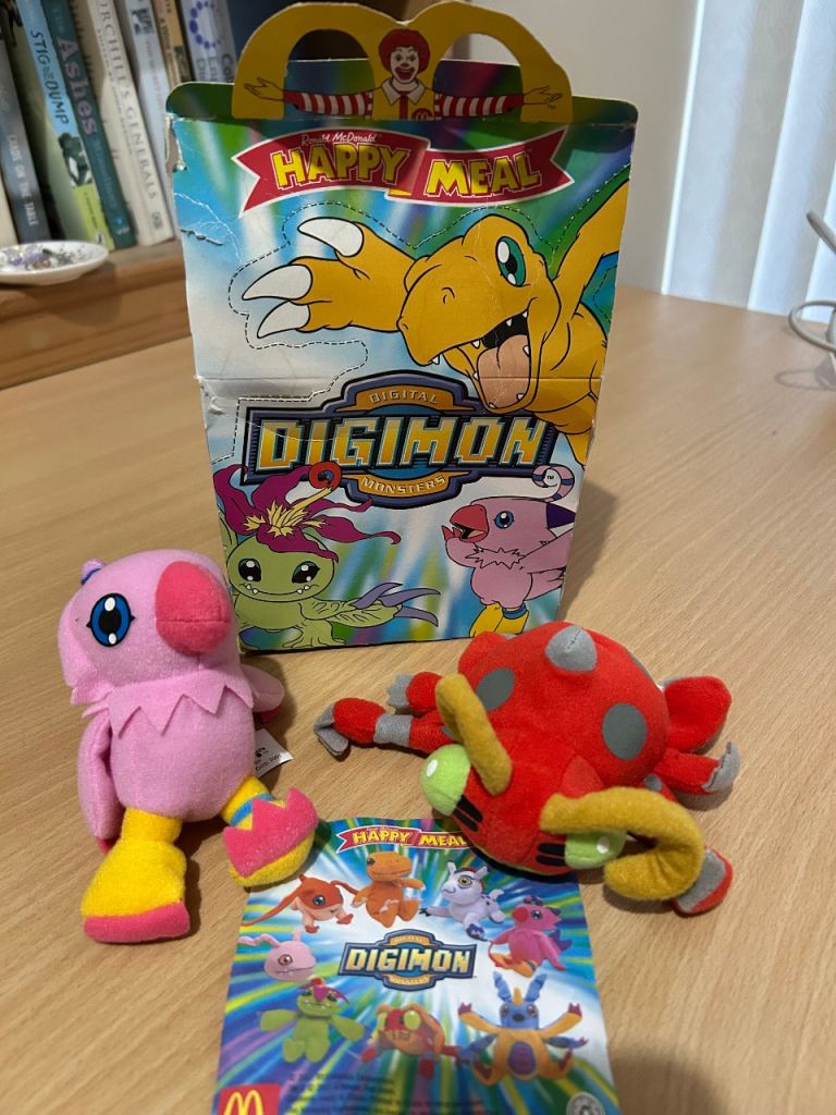2001 McDonald's Digimon Happy Meal Toys - Pink and Red Plush, As Good As New