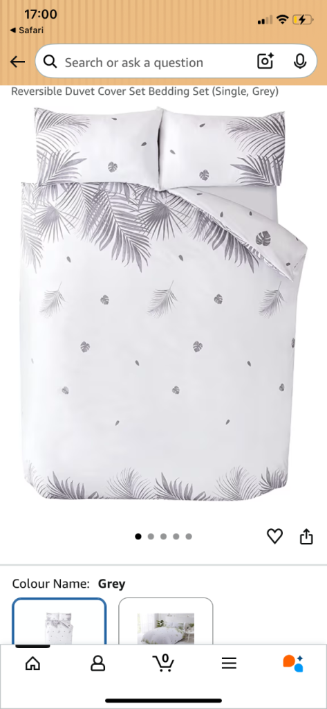 Brand new single white/grey bedding set 