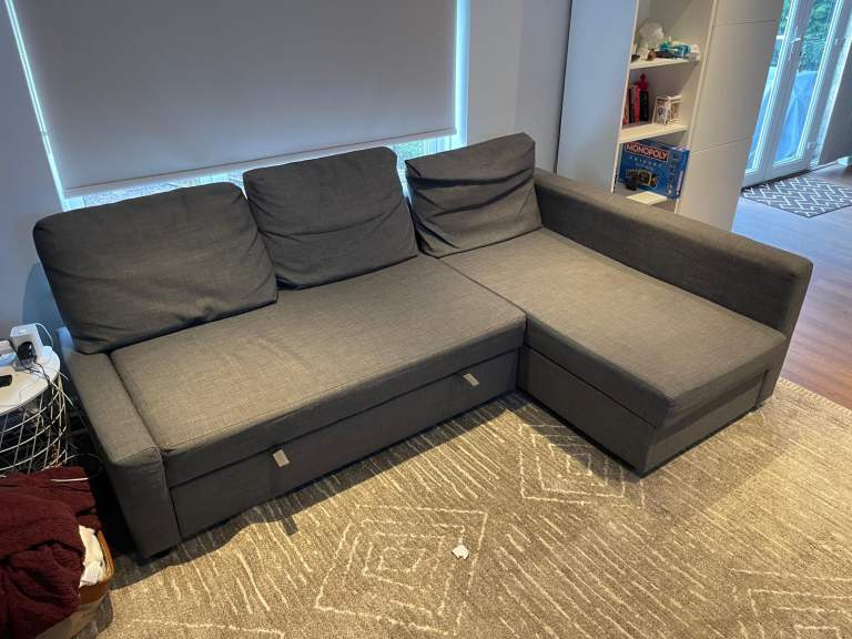 FREE DELIVERY IKEA FRIHETEN GREY L-SHAPED CORNER SOFA BED WITH STORAGE