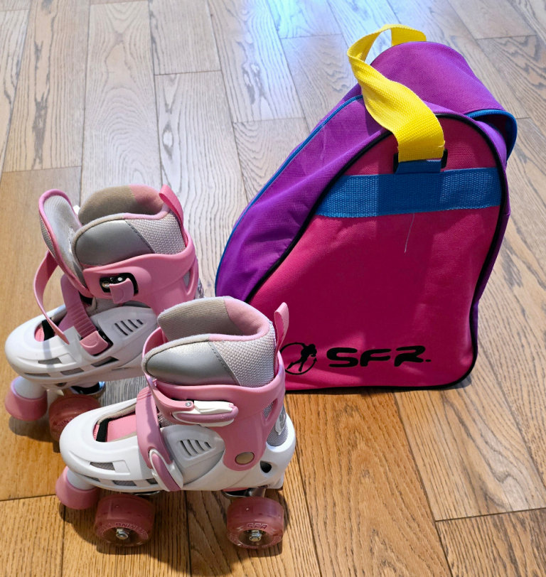 SFR Storm Quad Roller Skates with light up wheels + SFR carry bag + Knee, Elbow and wrist pads