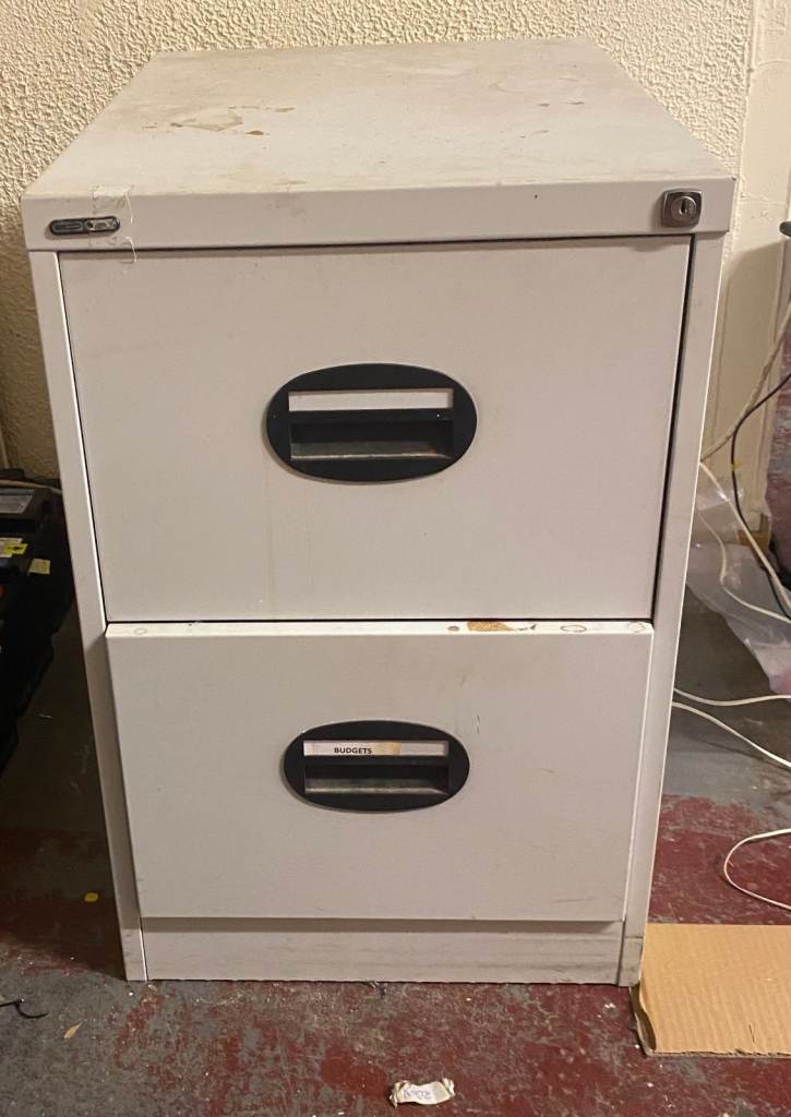 Metal Filing Cabinet with 2 Drawers – Fair Condition