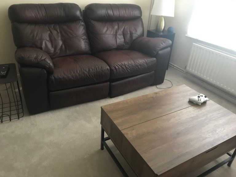 Brown 2 seater recliner 