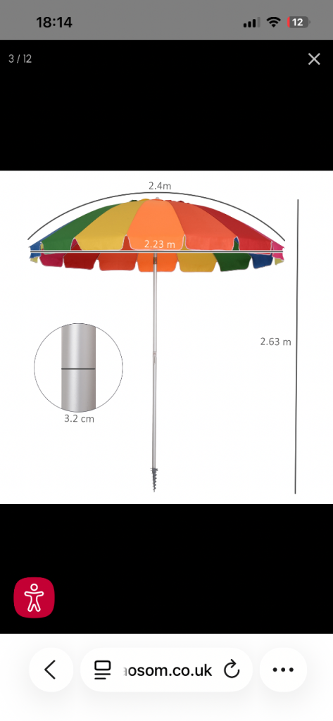 Outsunny Beach Umbrella with Tilt Mechanism – New, Multicoloured