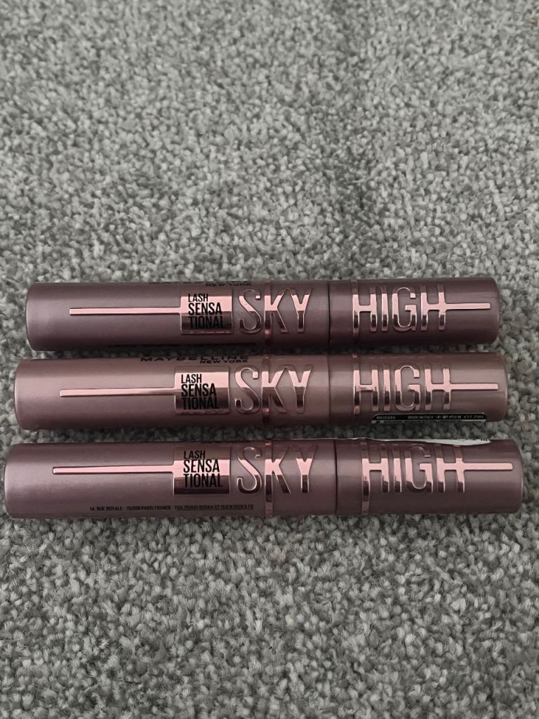 New x3 Maybelline Sky High Lash Sensational Black Mascara 