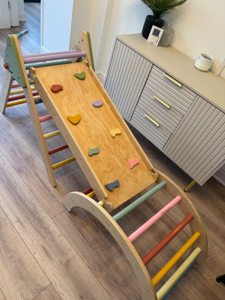 Children’s wooden indoor climbing frame set- slide/climbing/ rocking chair 