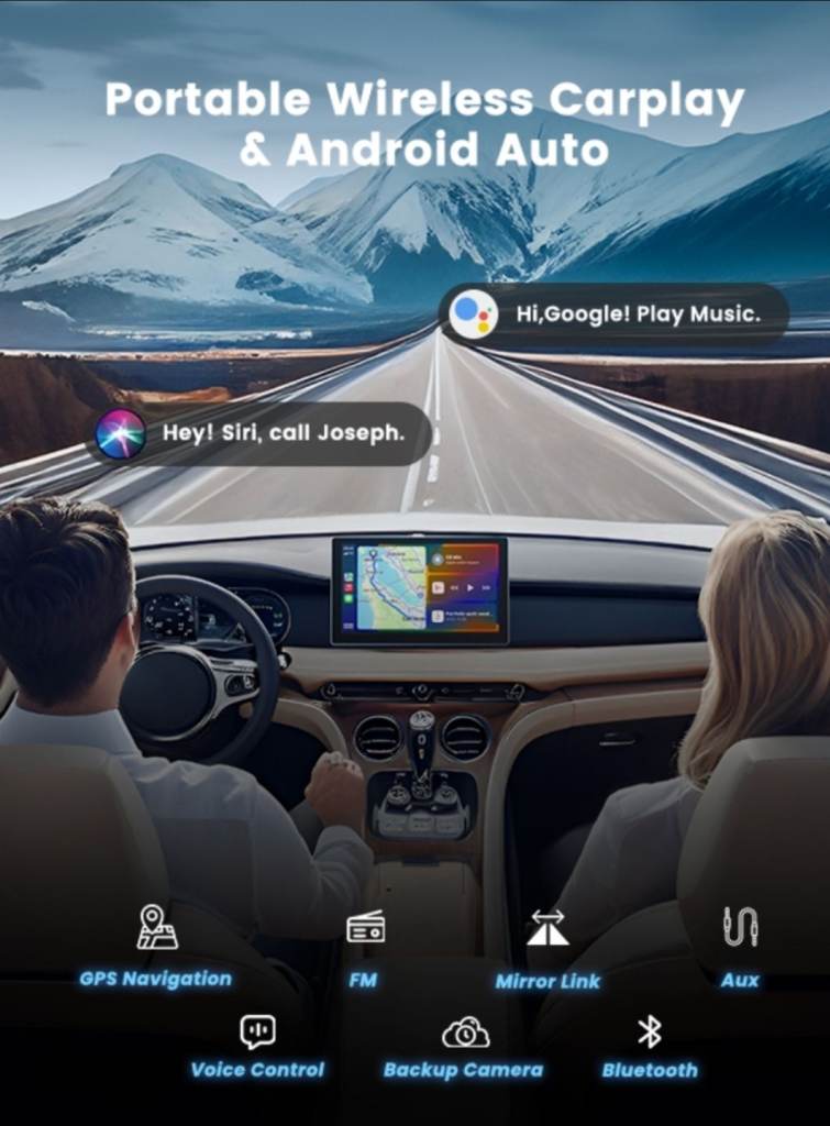 9" Carplay Screen for Car with Apple & Android 