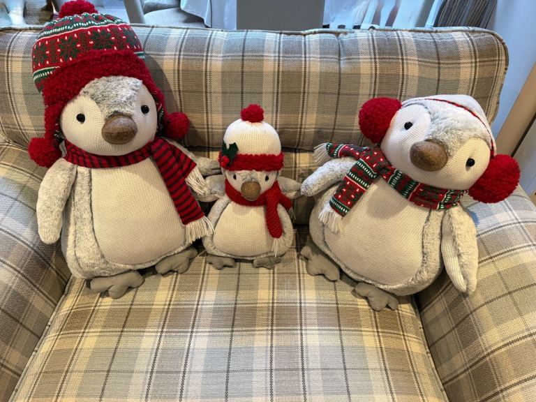 Set of 3 Plush Holiday Penguins – New in Box