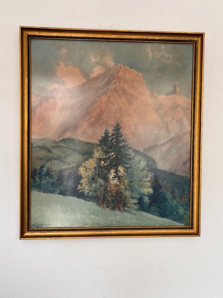 Antique Vintage Fine Art Original OOAK Watercolour Painting Signed Nicollerat