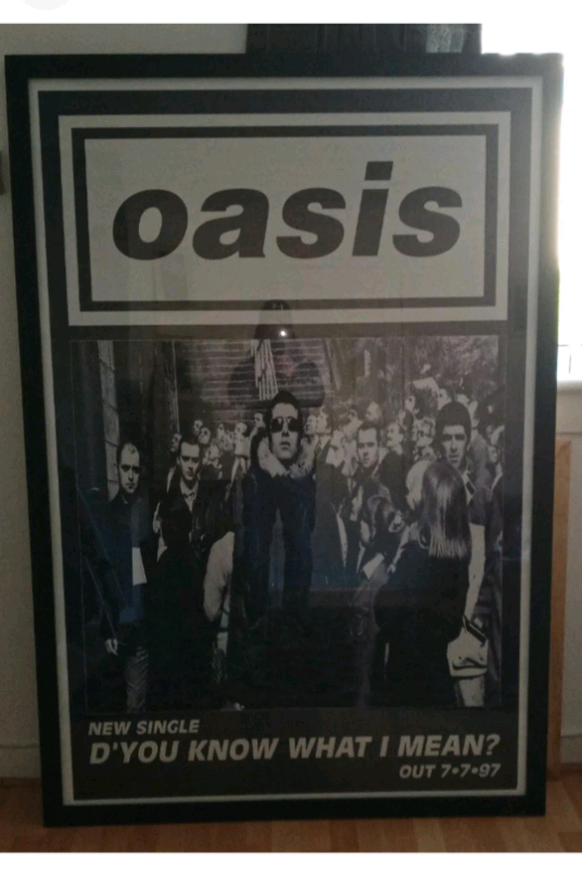 image for Original 1997 framed oasis poster 