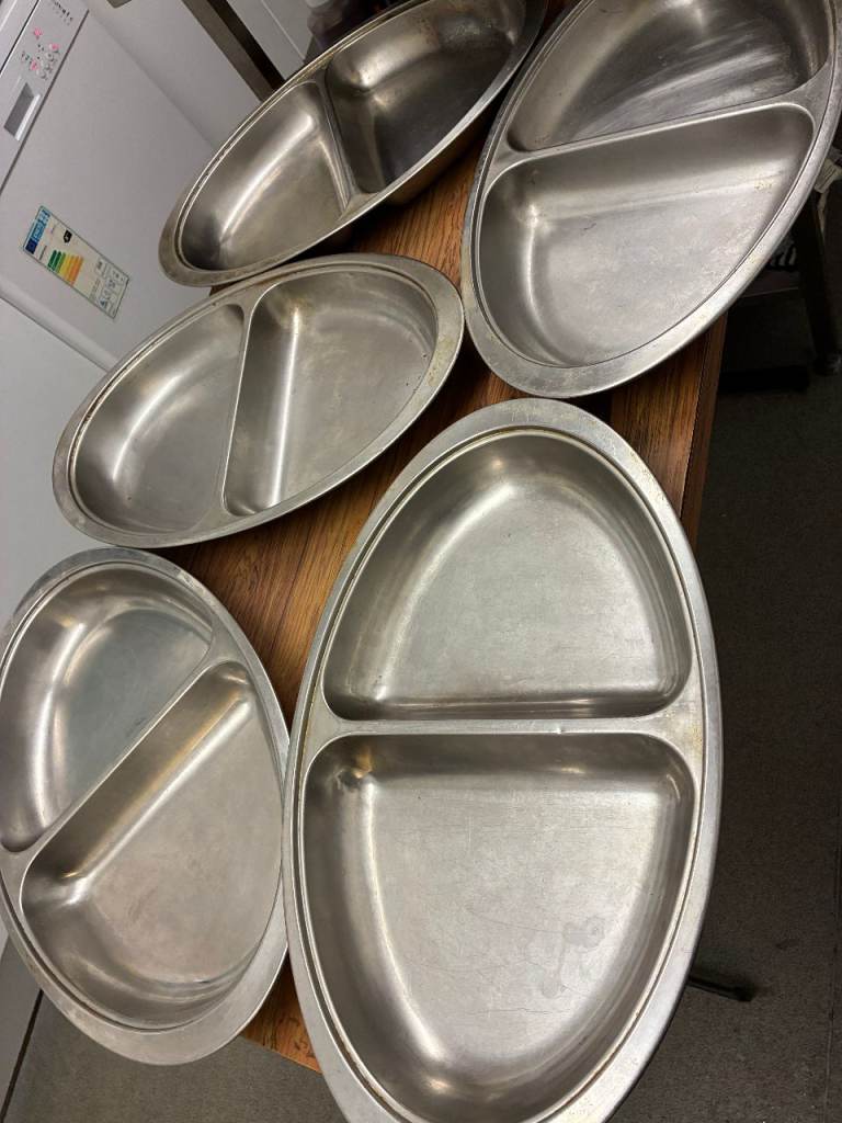 STAINLESS STEEL 2 SPACE VEGETABLE TRAY FOR CATERING RESTAURANT X 7