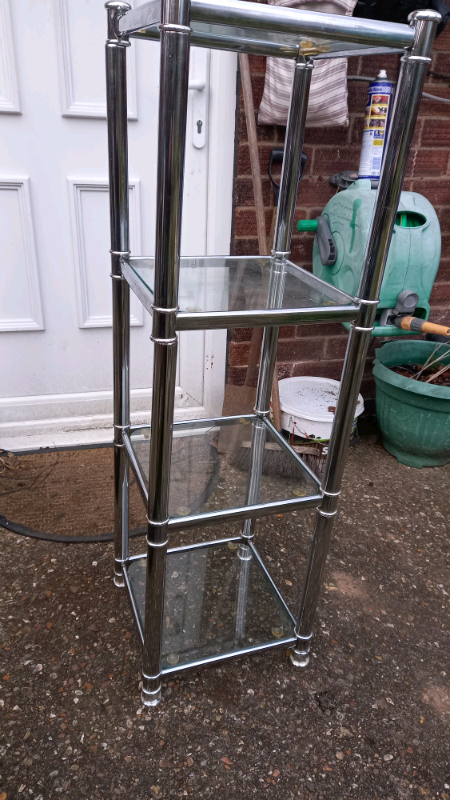 Chrome glass stand with shelves like new 