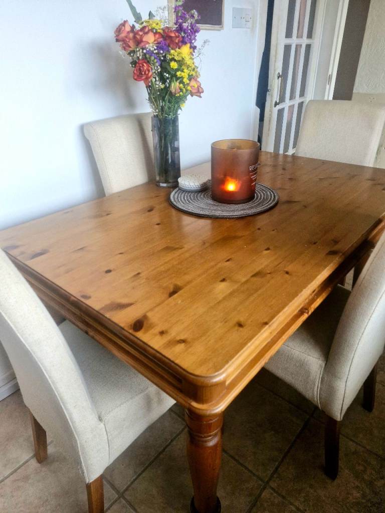 Solid oak table and chairs