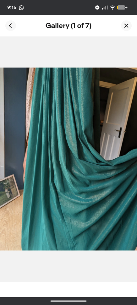 image for Green bridesmaid dress, long, flowy, size 10