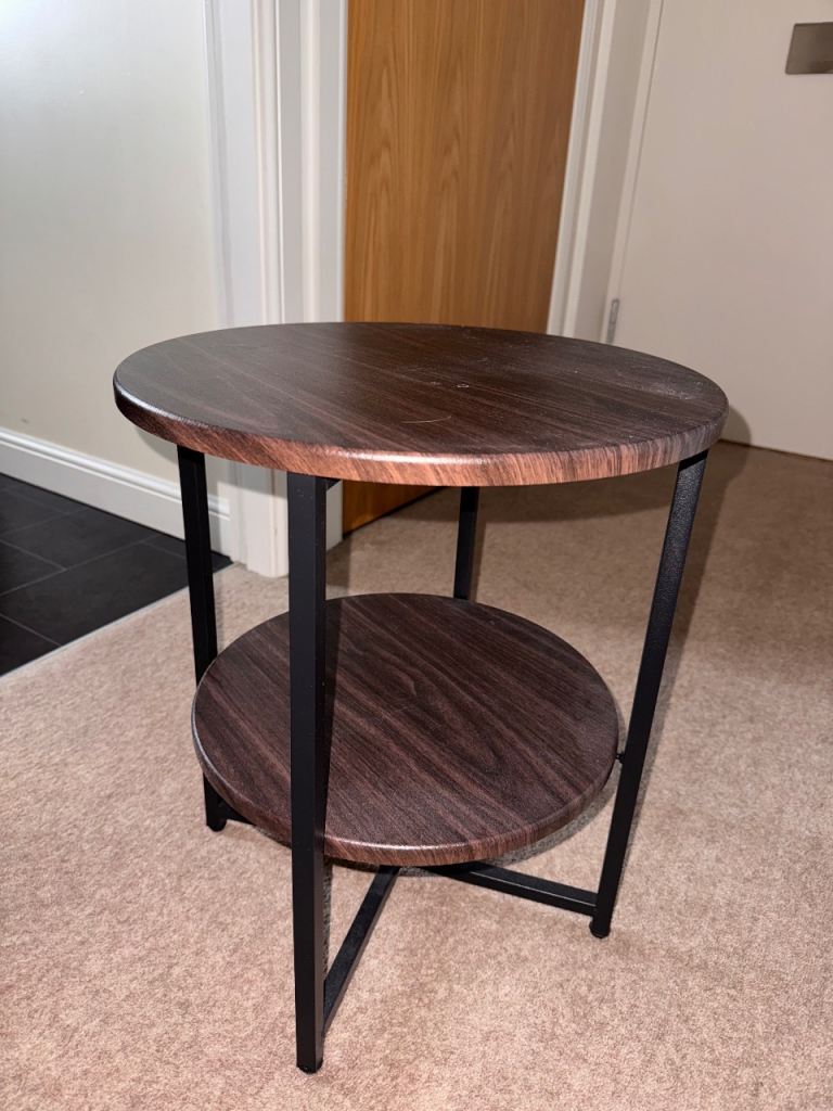 Walnut 2-Tier Side Table