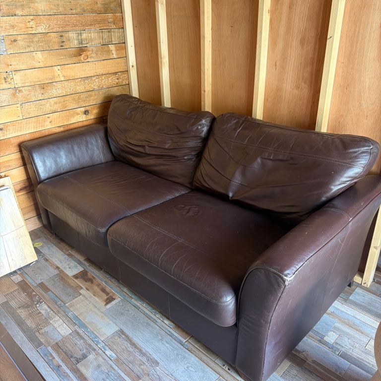 Brown leather effect sofa  man cave 