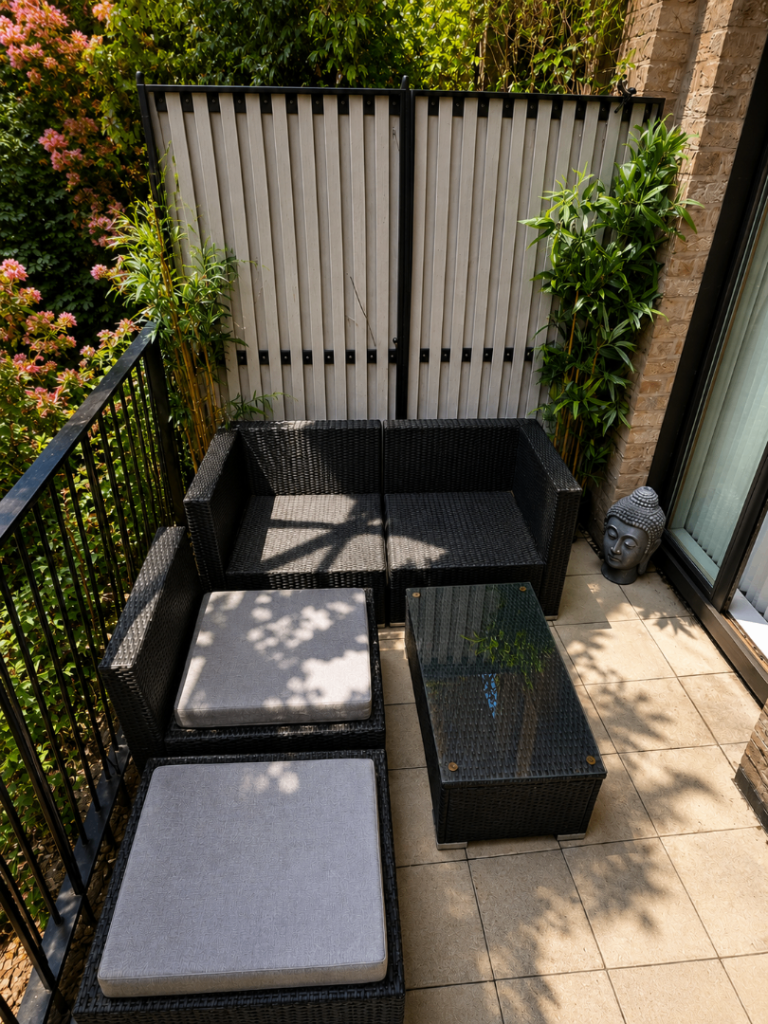 Black Rattan Garden Furniture Set with 2 Cushions