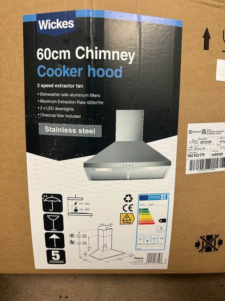 BNIB Electrolux 60cm Chimney Cooker Hood