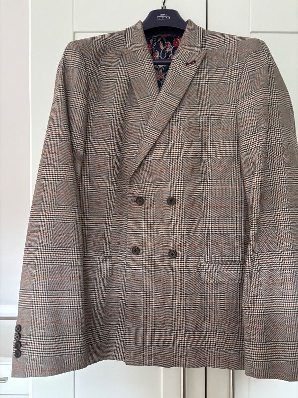 Next Tailoring Brown Check Suit Jacket and Trousers - As Good As New