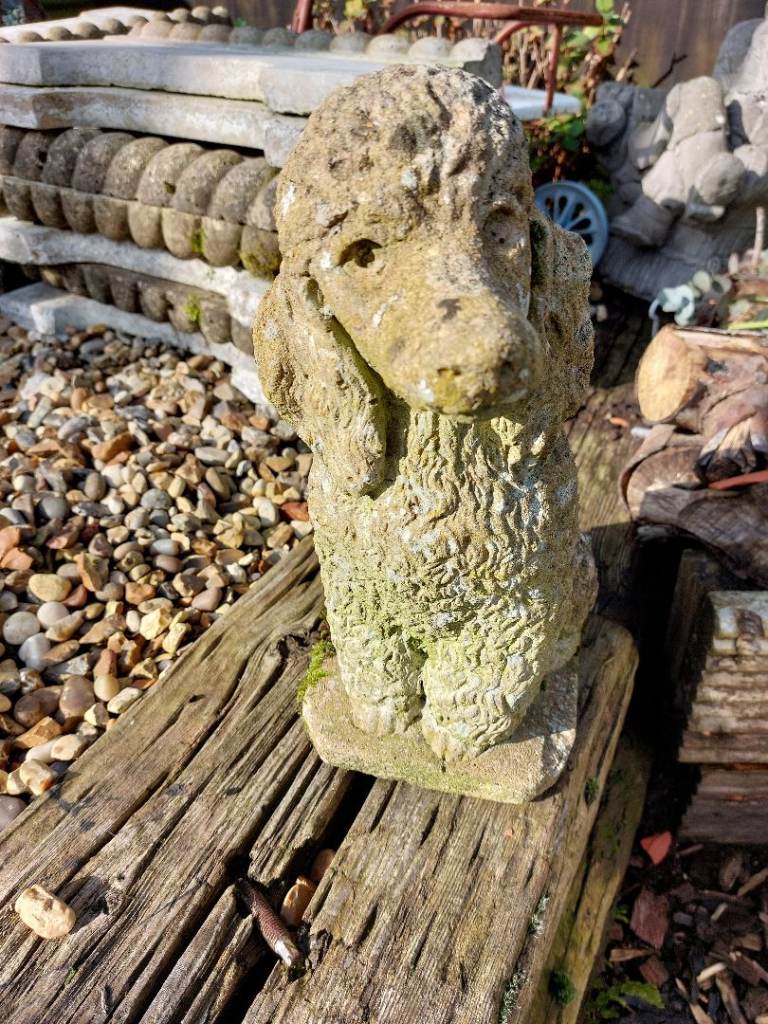 Concrete garden dog ornament 