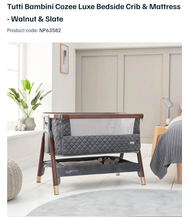Tutti Bambini Cozee Luxe Bedside Crib & Mattress