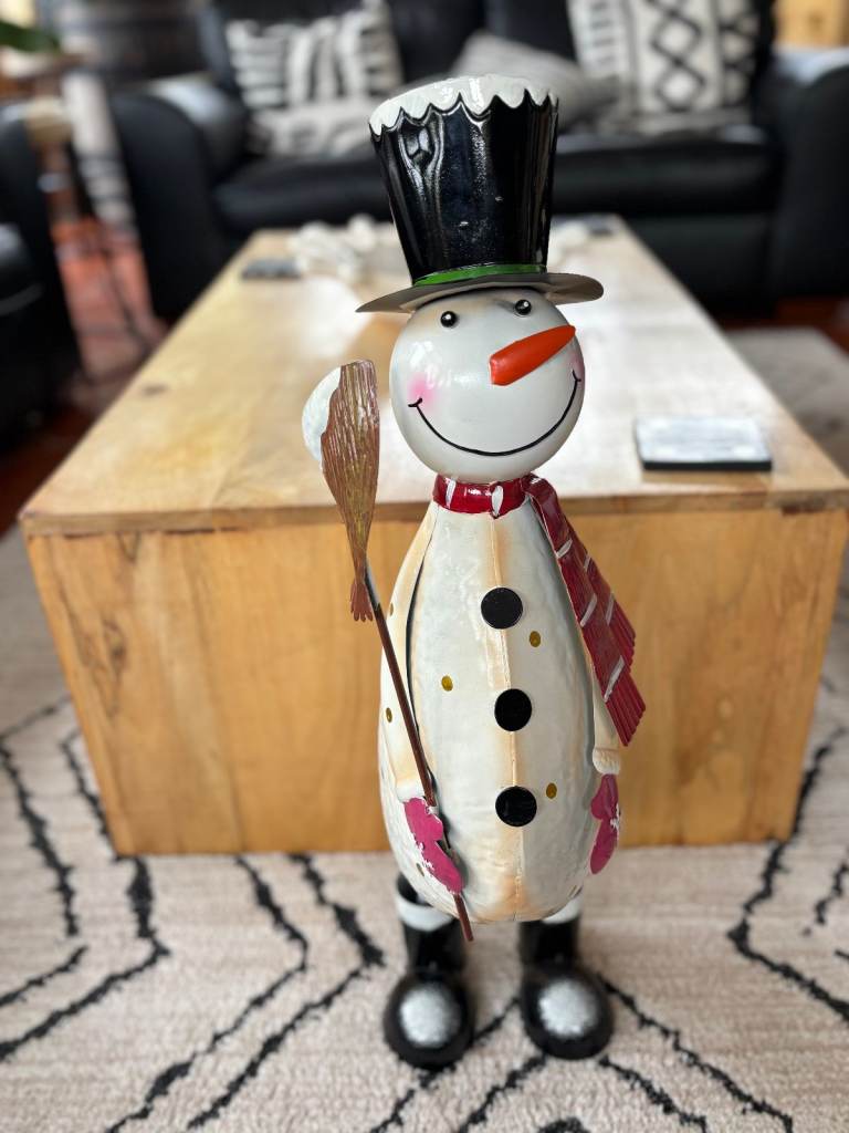 Lovely Large Jolly Metal Snowman - Freestanding