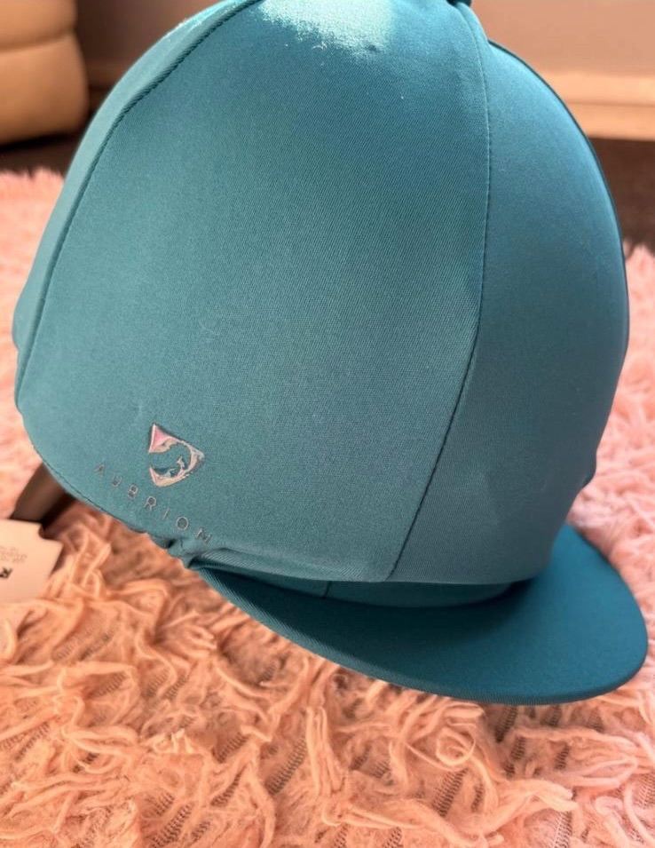TURQUOISE HORSE RIDING HELMET COVER