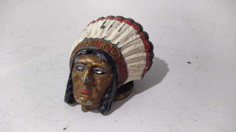 vintage feathers in our cap car van lorry mascot hood ornament indian chief name GUY