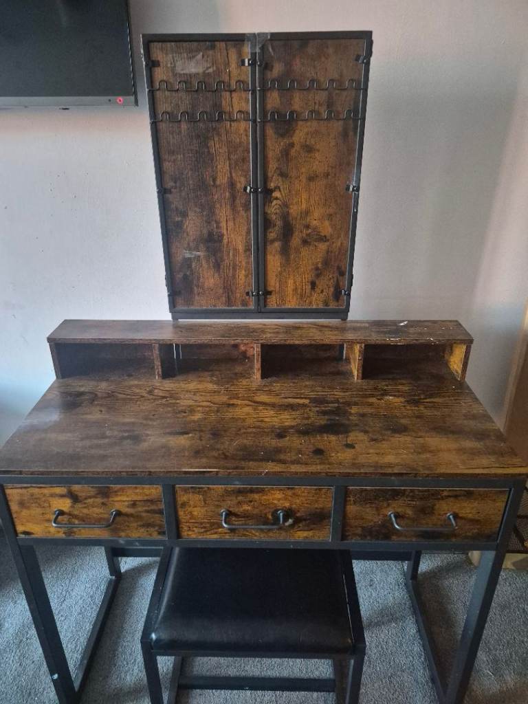  Wood Dressing Table - Good Condition Brown Finish